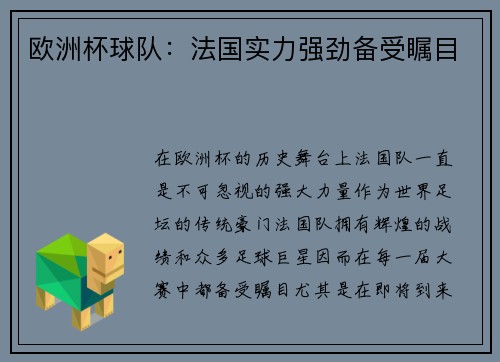 欧洲杯球队：法国实力强劲备受瞩目